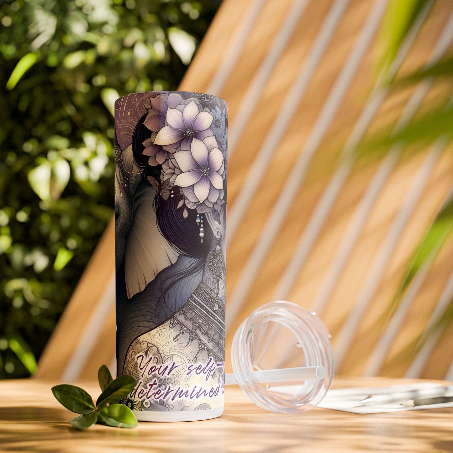 Your Self-Worth is determined by you -Affirmation Art Skinny Tumbler - 20oz with Straw