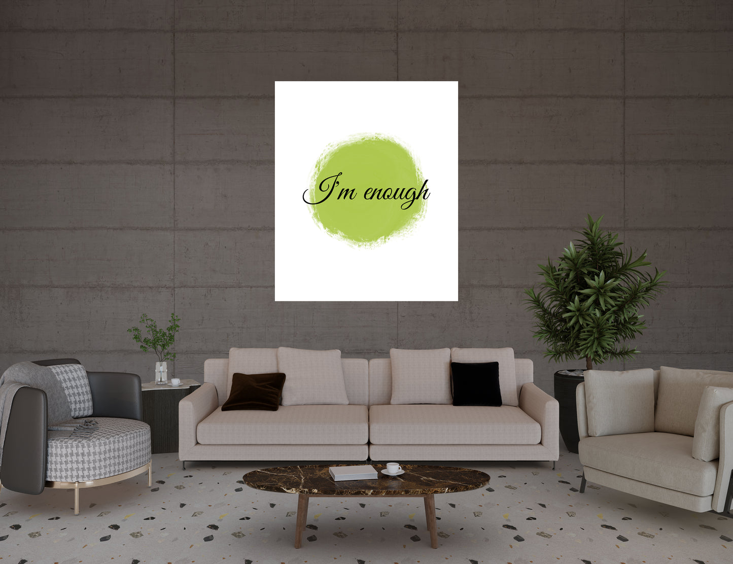 "I’m Enough" Watercolor Affirmation Poster – Celebrate Self-Worth