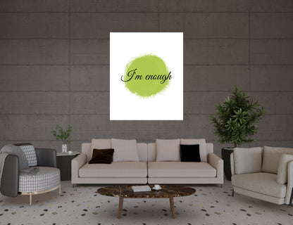 "I’m Enough" Watercolor Affirmation Poster – Celebrate Self-Worth