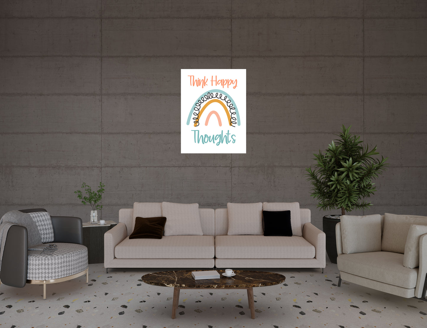 Think Happy Thoughts Poster – Spread Positivity