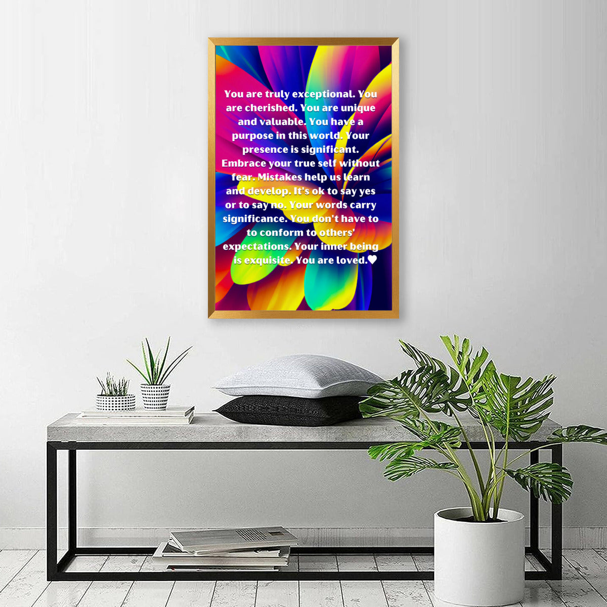 "You Are Loved" Full Rainbow Floral Poster – Spread Love & Positivity