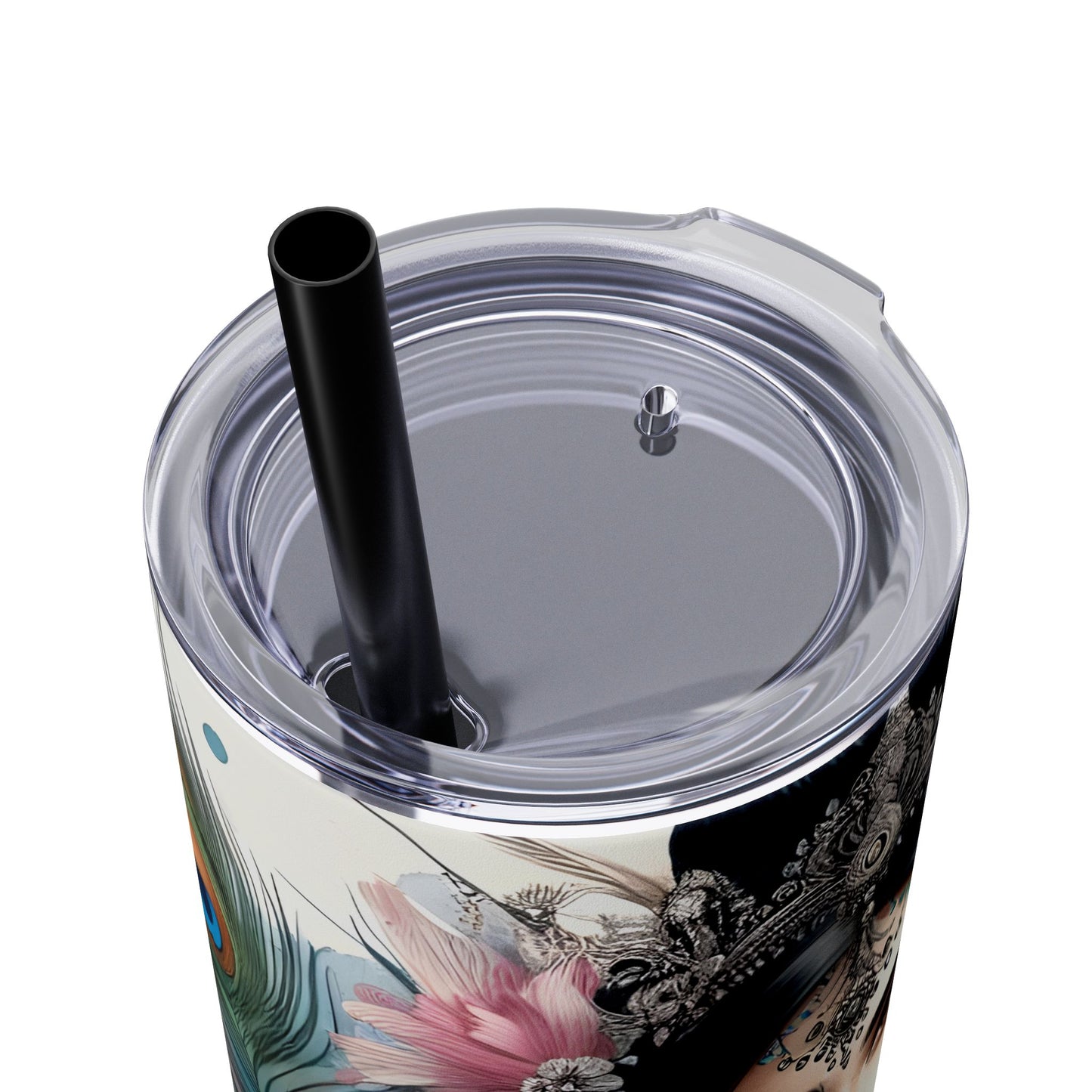 Take a break and be yourself-Bohemian Art Skinny Tumbler - 20oz with Straw, Inspirational Quote