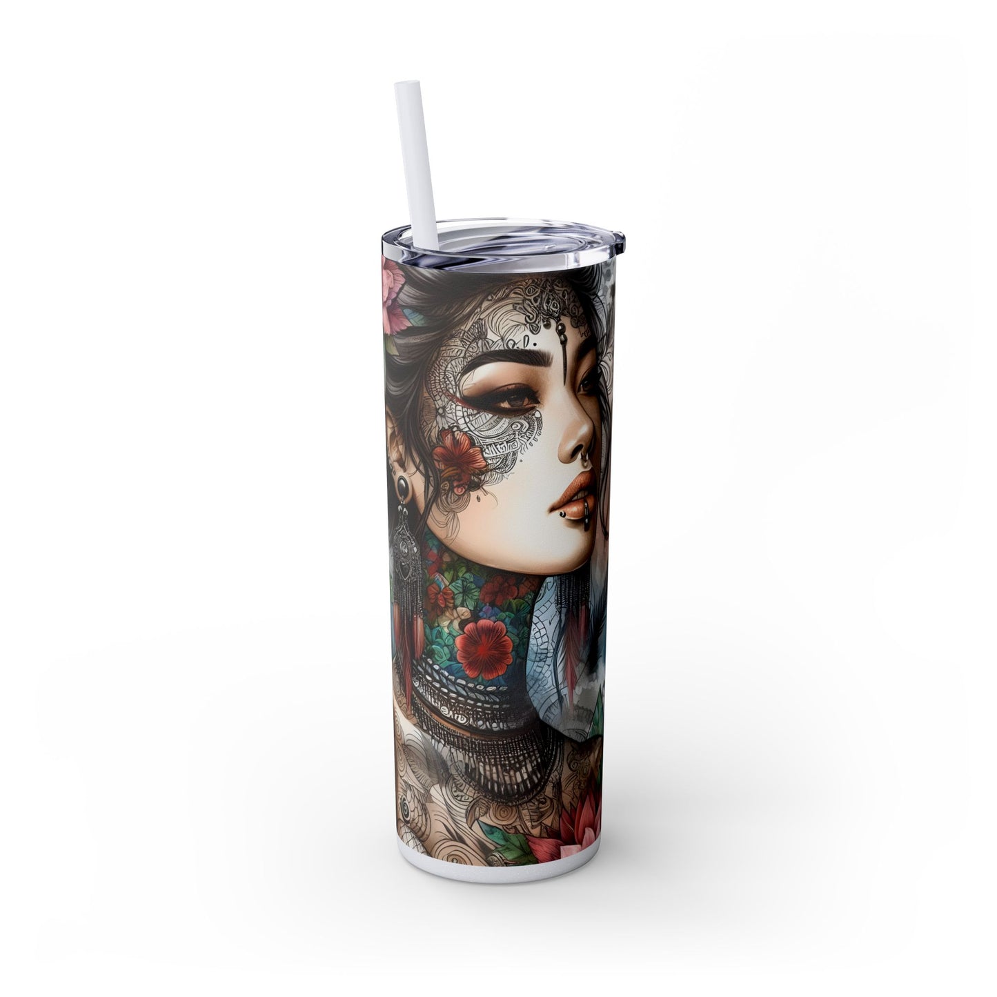 With every breath i feel stronger-Affirmation Art Skinny Tumbler - 20oz with Straw