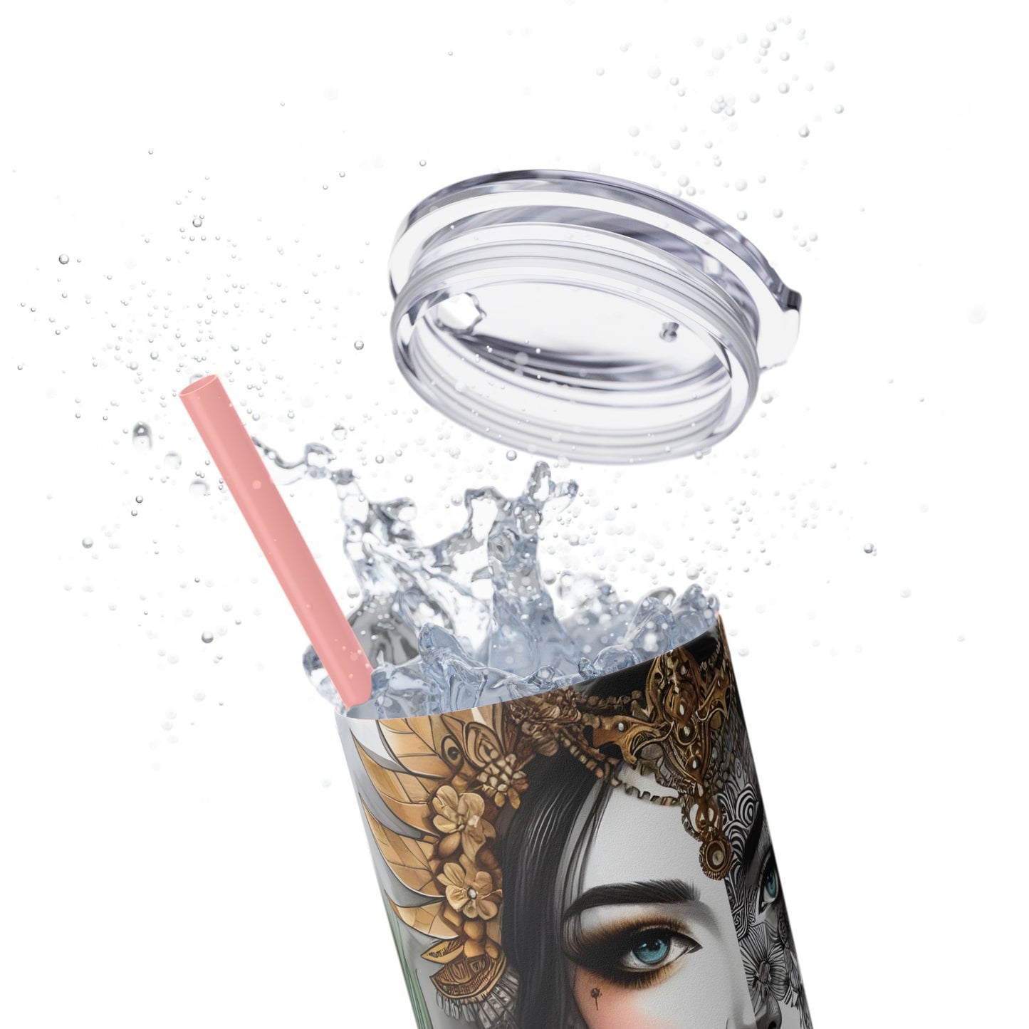 Im strong in my mind, body and spirit -Affirmation Art Skinny Tumbler - 20oz with Straw