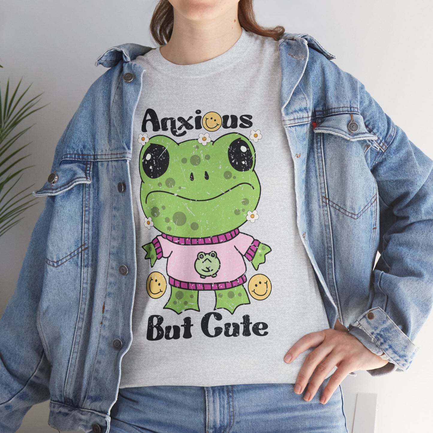 Anxious  But Cute-Heavy Cotton Tee