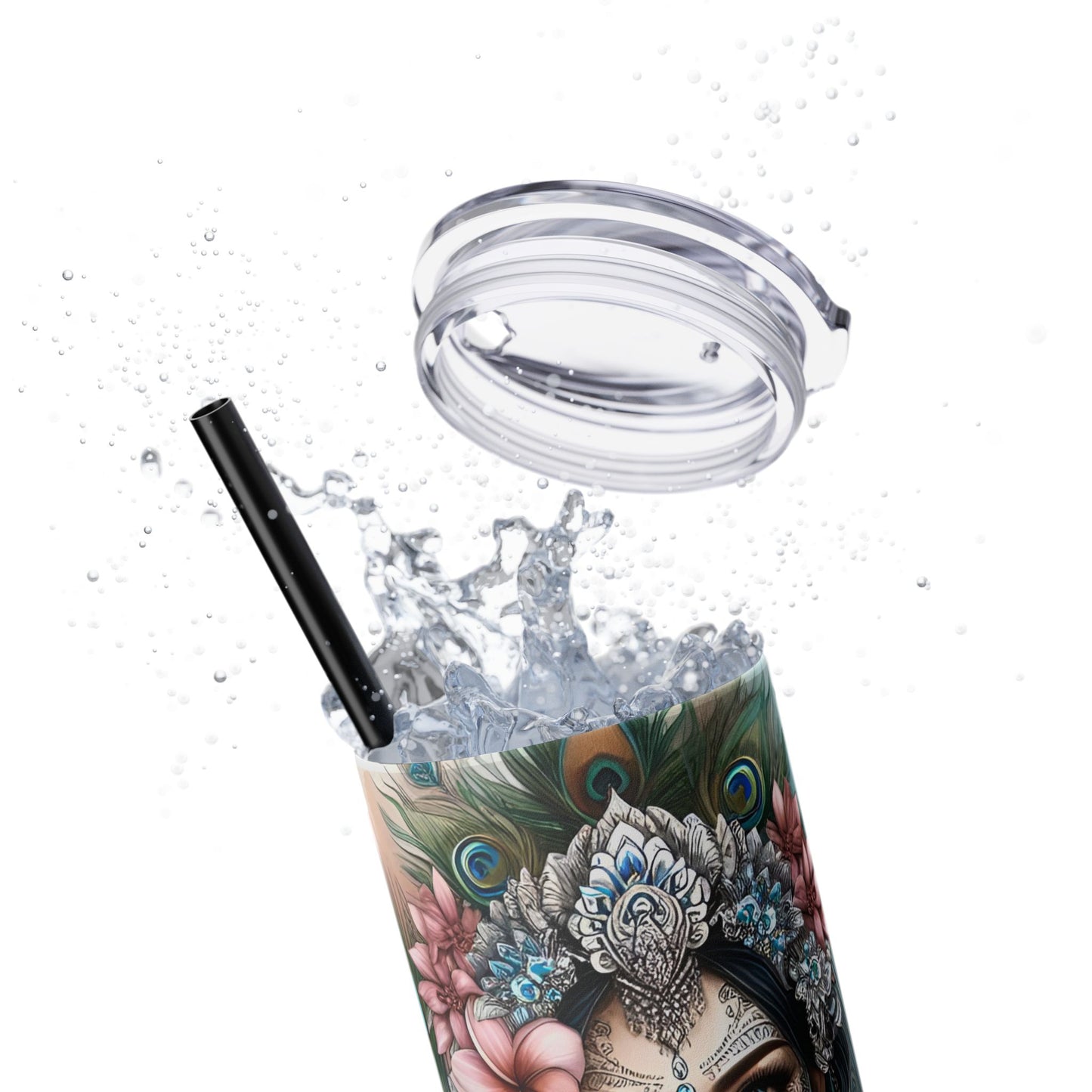 Im Healthy, Happy and Radiant-Affirmation Art Skinny Tumbler - 20oz with Straw