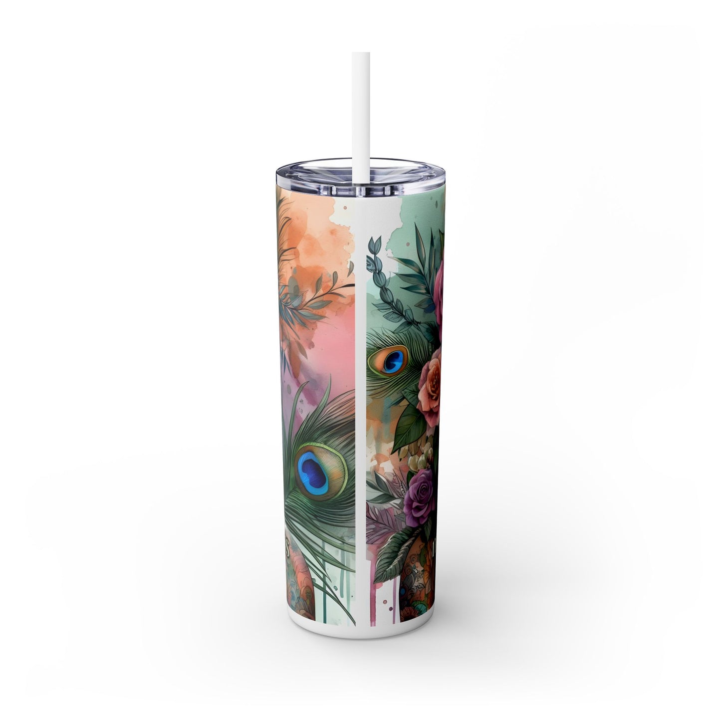 I Love My Body,Mind,Dreams,Goals-Affirmation Art Skinny Tumbler - 20oz with Straw