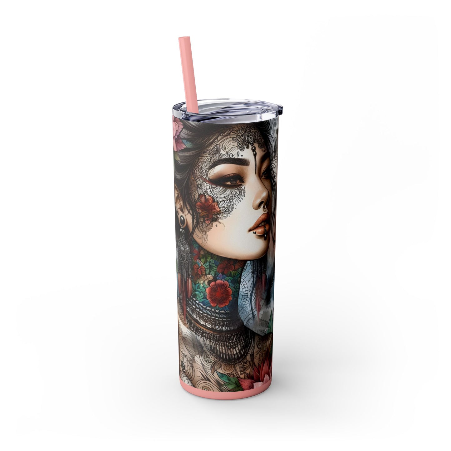 With every breath i feel stronger-Affirmation Art Skinny Tumbler - 20oz with Straw