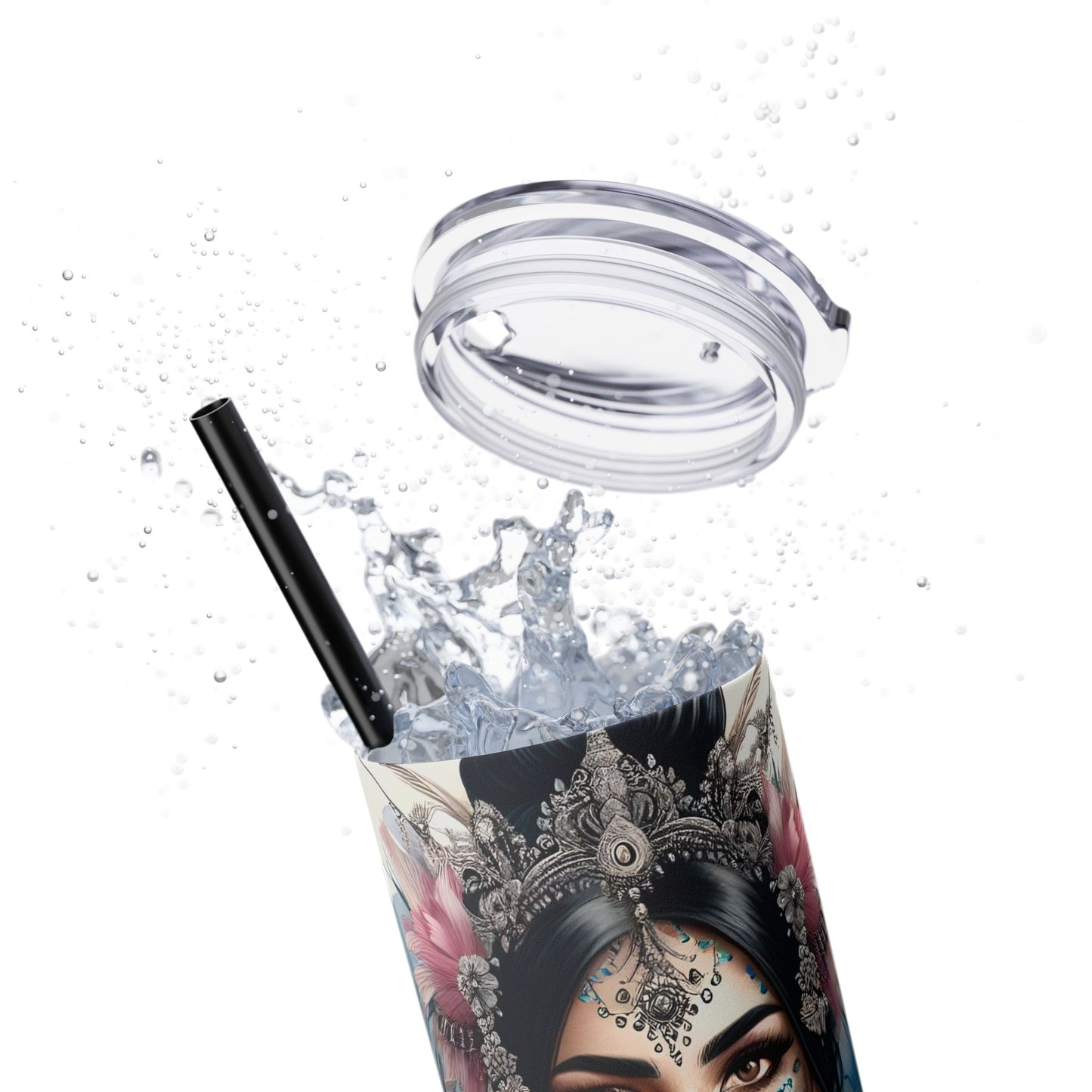 Take a break and be yourself-Bohemian Art Skinny Tumbler - 20oz with Straw, Inspirational Quote