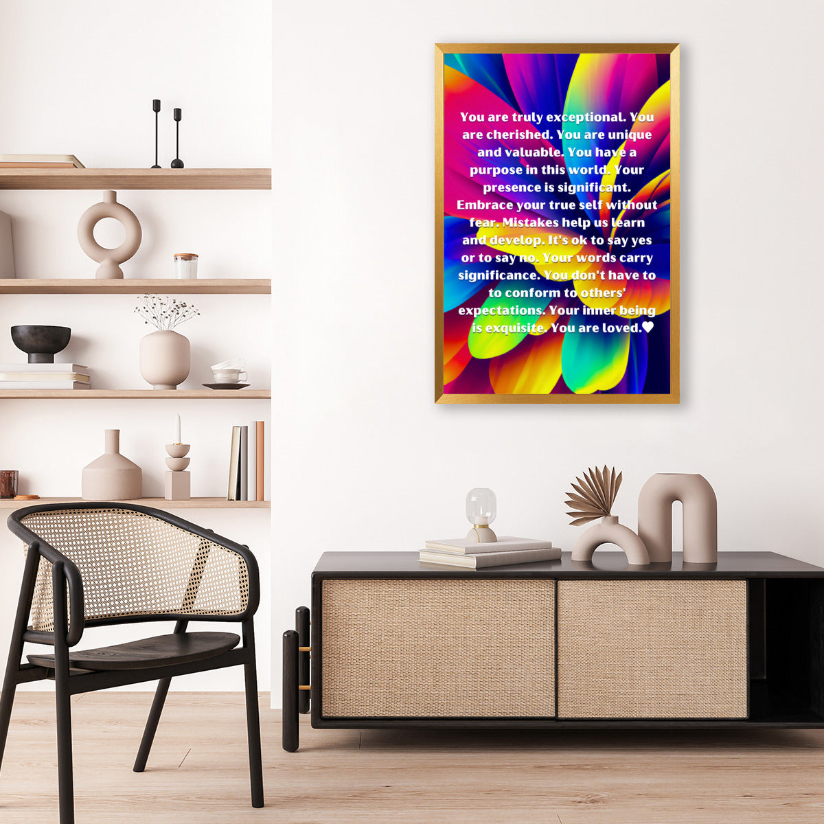 "You Are Loved" Full Rainbow Floral Poster – Spread Love & Positivity