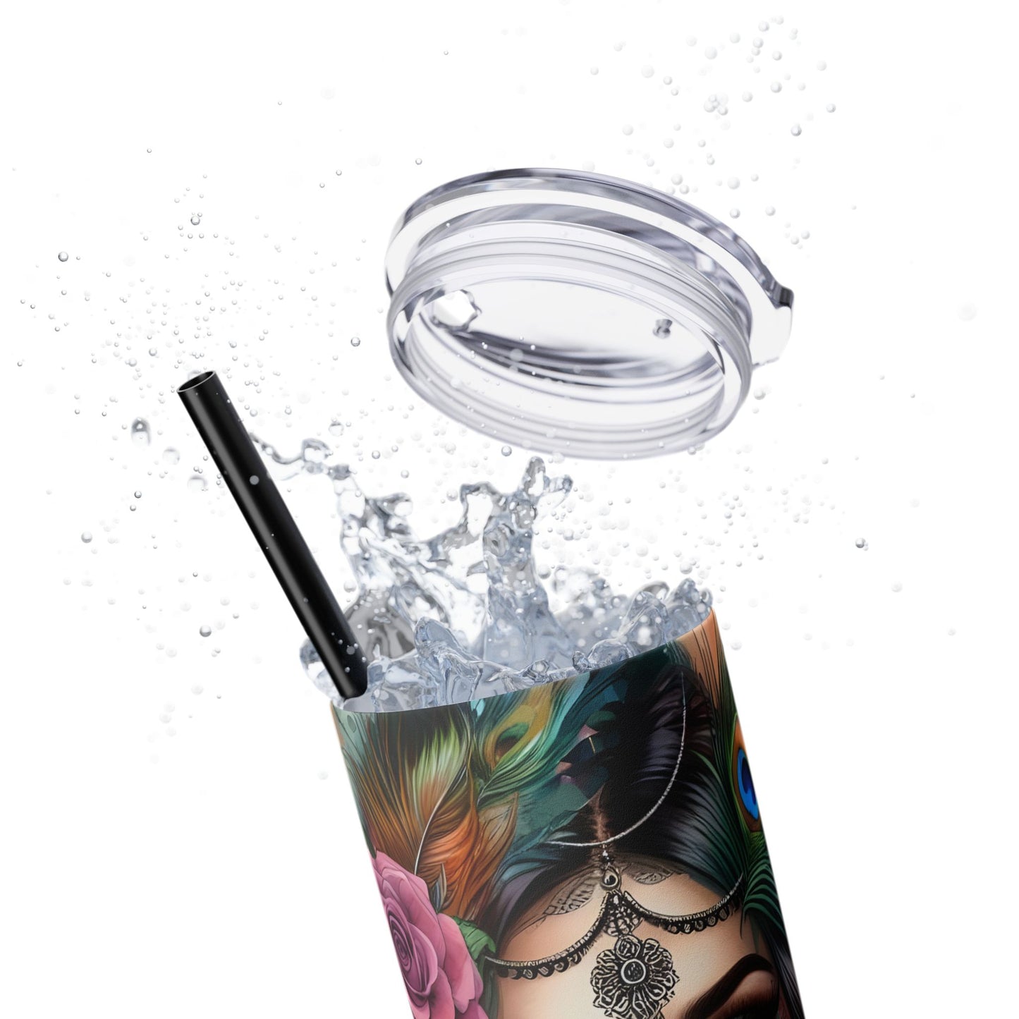 I Love My Body,Mind,Dreams,Goals-Affirmation Art Skinny Tumbler - 20oz with Straw