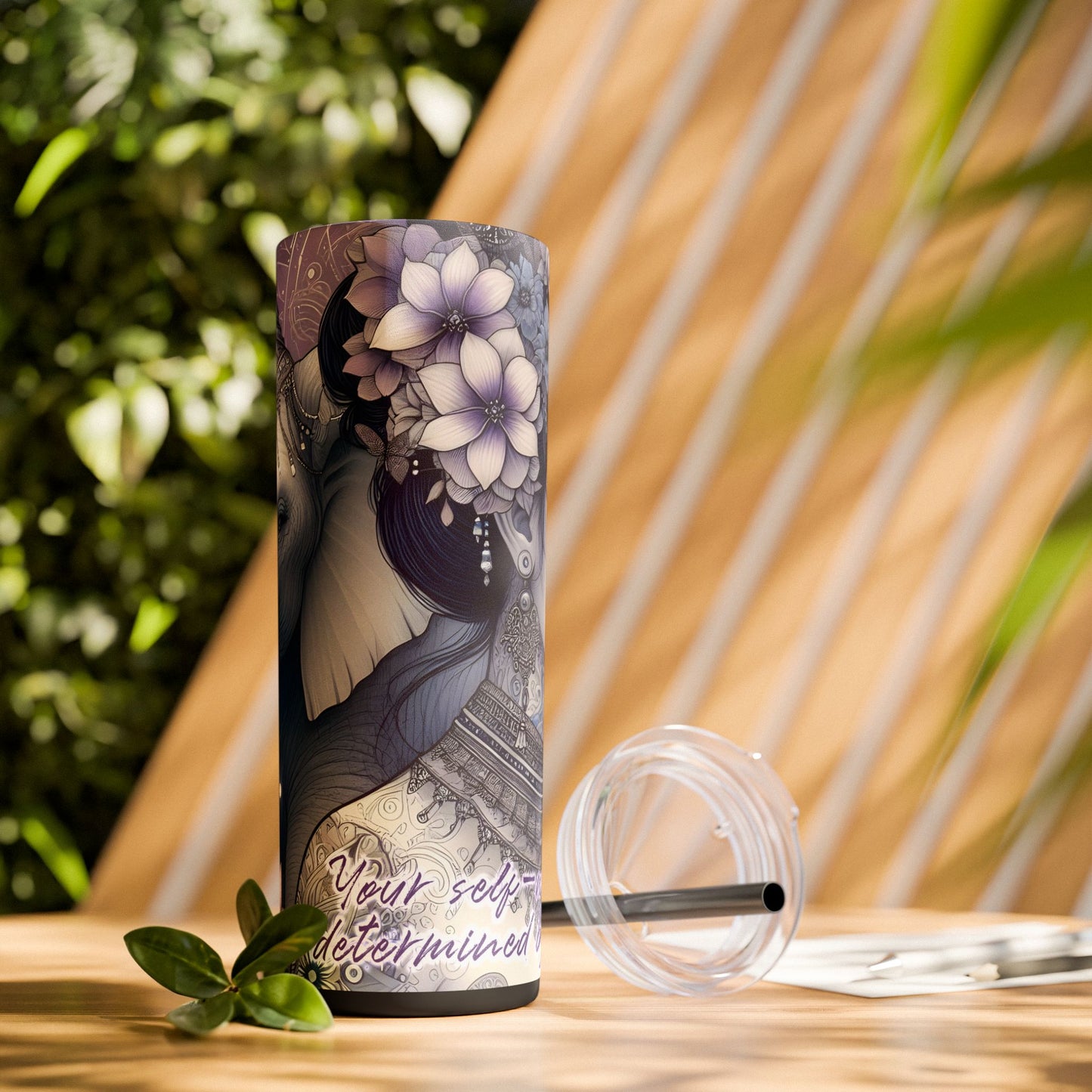 Your Self-Worth is determined by you -Affirmation Art Skinny Tumbler - 20oz with Straw