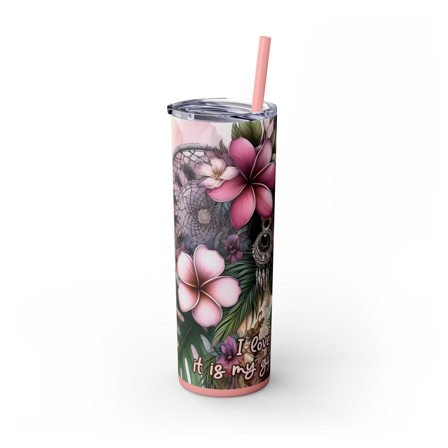 i love myself today than yesterday -Affirmation Art Skinny Tumbler - 20oz with Straw