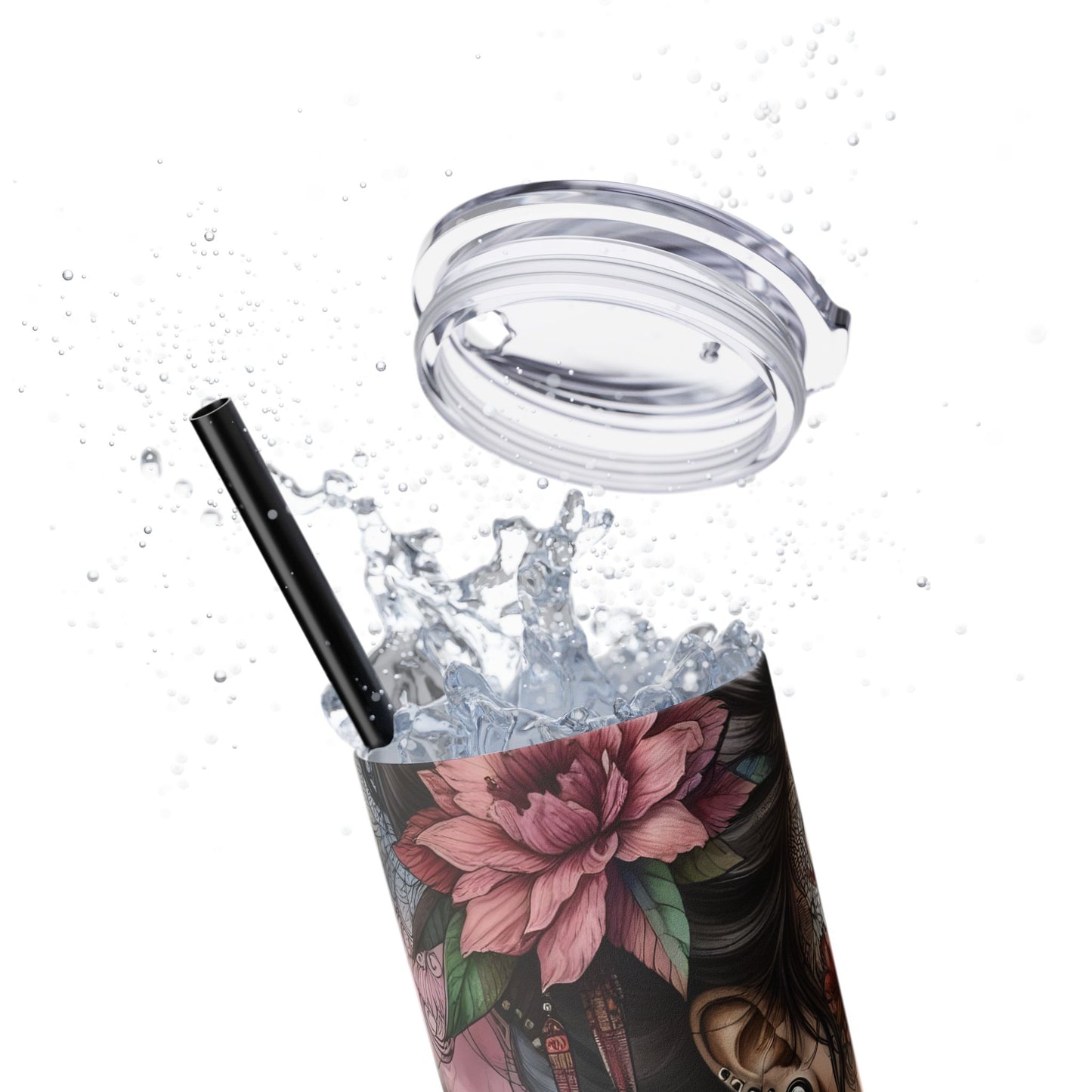 With every breath i feel stronger-Affirmation Art Skinny Tumbler - 20oz with Straw