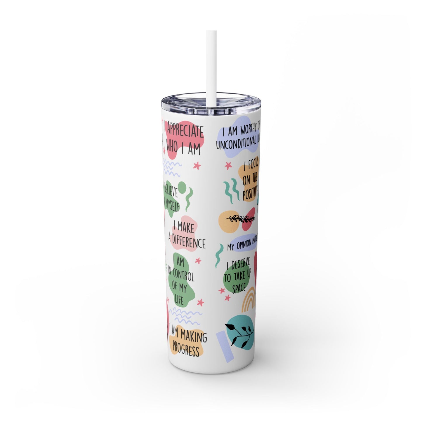 My Daily Affirmations Tumblers- Skinny with Straw, 20oz