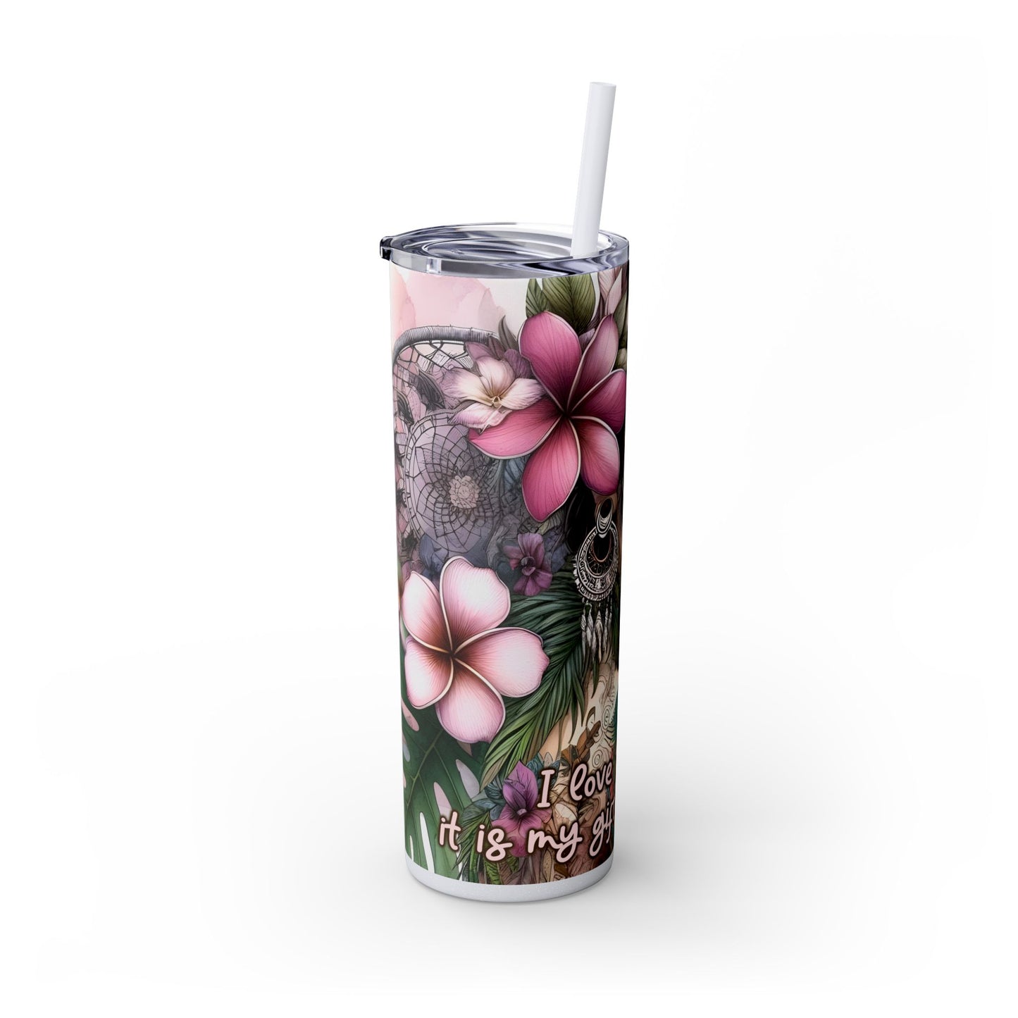 i love myself today than yesterday -Affirmation Art Skinny Tumbler - 20oz with Straw