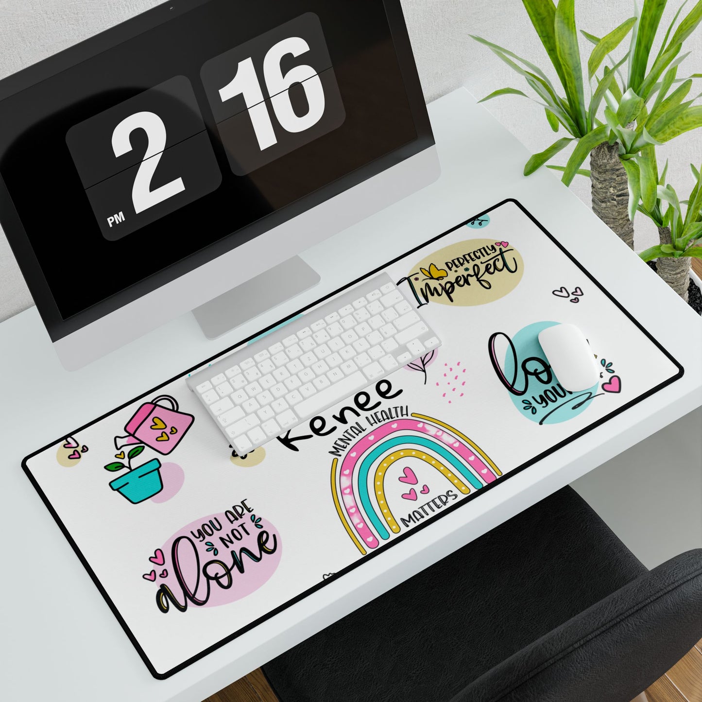 Personalized Mental Health Desk Mat - Inspiring Affirmations & Colorful Design