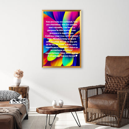 "You Are Loved" Full Rainbow Floral Poster – Spread Love & Positivity