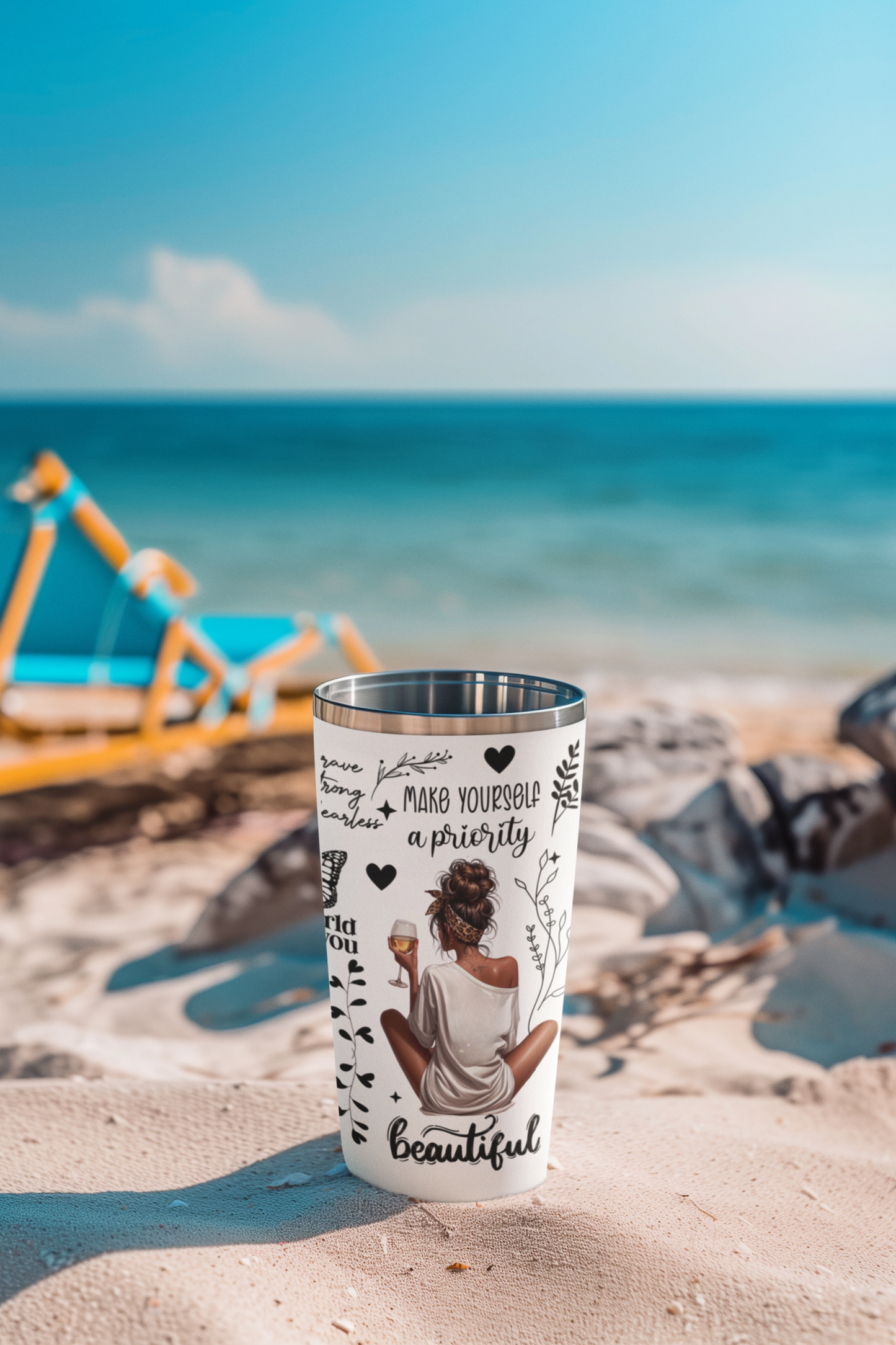 Make Yourself a Priority- Self Love Skinny Tumbler with Straw, 20oz