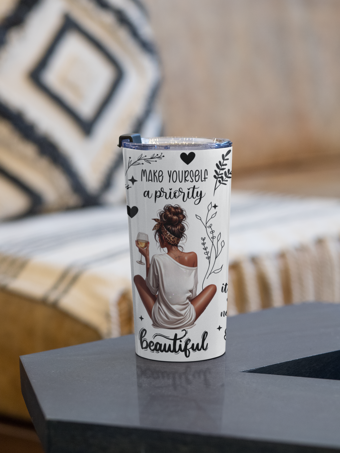 Make Yourself a Priority- Self Love Skinny Tumbler with Straw, 20oz