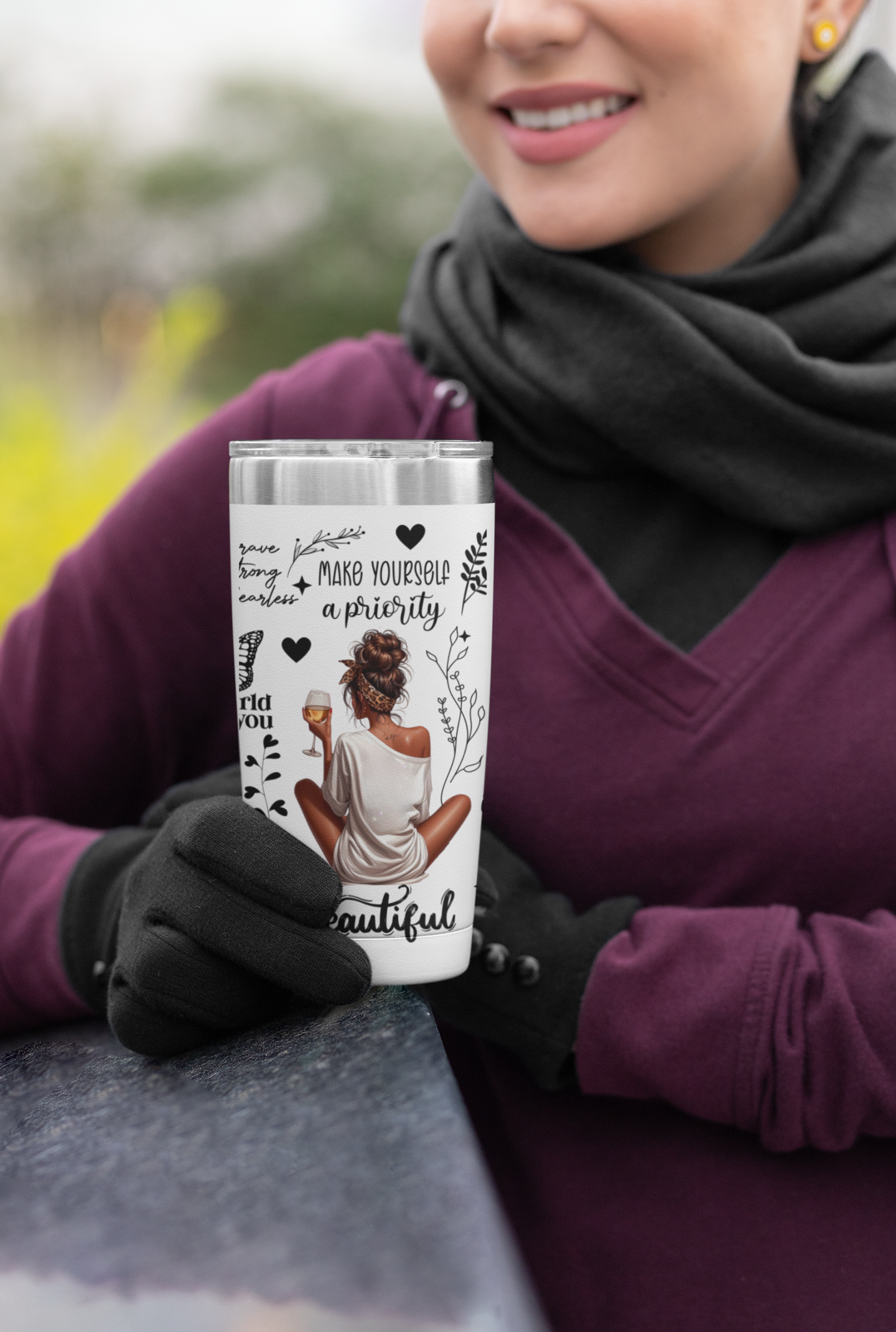 Make Yourself a Priority- Self Love Skinny Tumbler with Straw, 20oz